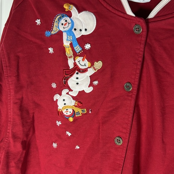 Alfred Dunner Snowman Button Up Sweater Womans Size L - Picture 2 of 5